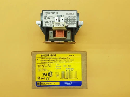 SCHNEIDER ELECTRIC SQUARE D 8910DP32V02 Definite Purpose Contactor 2-Pole 30FLA