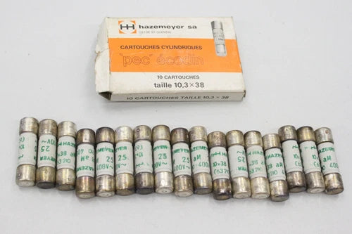 17x HAZEMEYER 400V 10x38 aM 25 Zylindersicherung 400V 32A 10x38 aM 25 63210 OVP