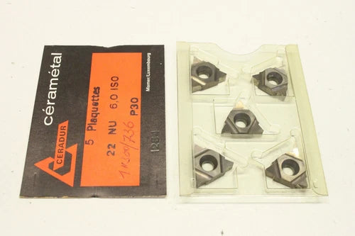 5x CERADUR 22NU6.0ISO 22 NU 6.0 ISO P30 Wendeschneidplatten Gewinde