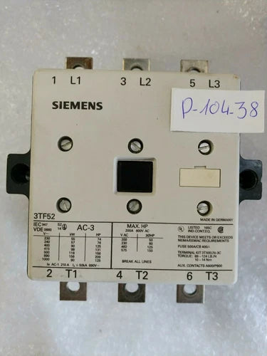Siemens 3TF52 Load Contactor