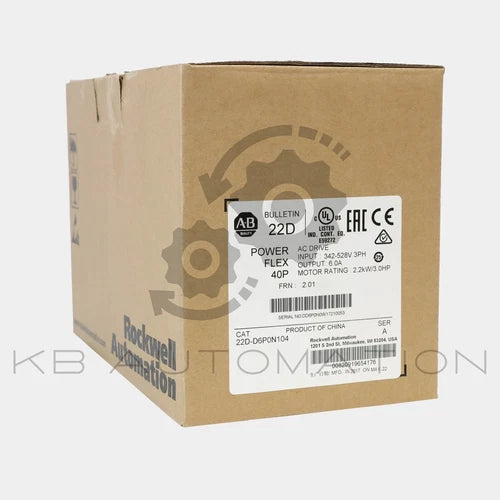 22D-D6P0N104 Allen-Bradley PowerFlex 40P AC Drive, 380-480V, 6.0A, 2.2kW (3.0PS)