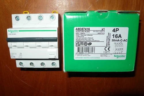 SCHNEIDER ELECTRIC A9D57416 DISJONCTEUR DIFFERENTIEL 4POLE 16A 30mA 16AMPERE 4P.