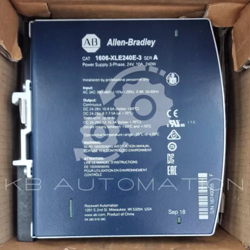1606-XLE240E-3 Allen-Bradley Switched Mode Essential Power Supply, 24V DC, 10A