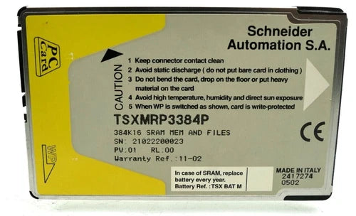 Schneider Automation TSXMRP3384P Memory Card 384K16 SRAM MEM AND FILES