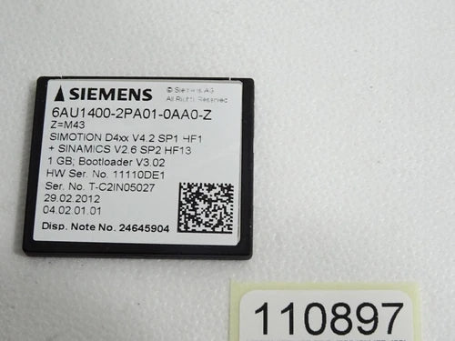Siemens Simotion Compact Flash Card 6AU1400-2PA01-0AA0-Z Z=M43