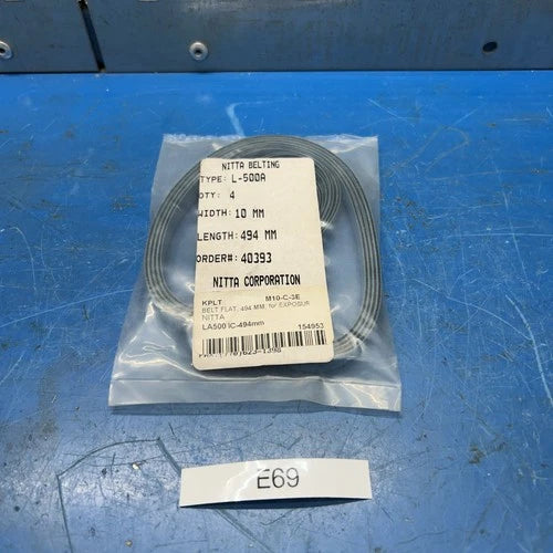 (4) NITTA L-500A Belts Width:10MM Length:494 MM New In Sealed Bag +