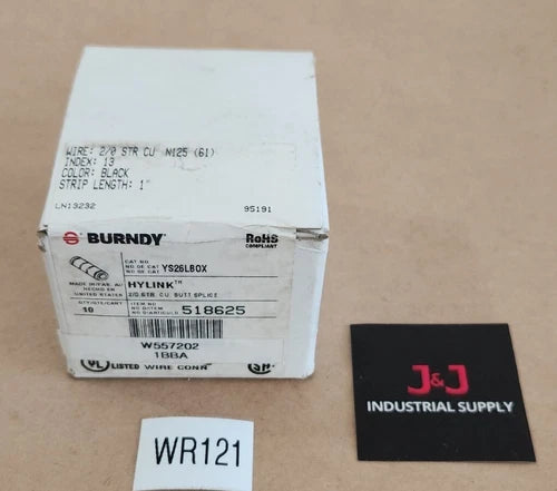 *BRAND NEW SEALED* [10] Burndy YS26LBOX Hylink 2/0 Str Cu Butt Splice + Warranty