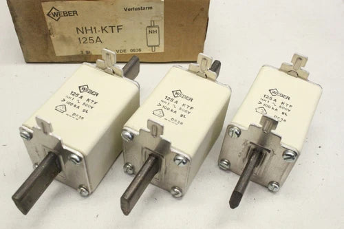 3x WEBER NH1 Sicherungseinsatz 125A 500V 100kA gL 0636 NH1-KTF OVP