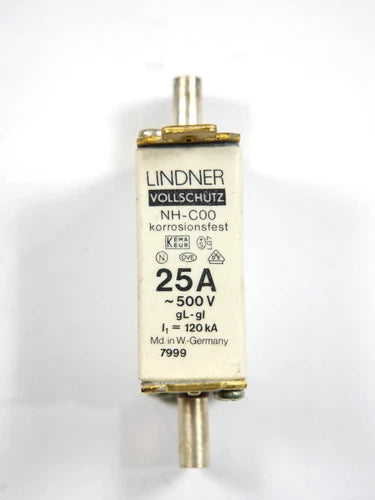 10x LINDNER Vollschutz NHC 00 (7999.0257) Sicherungseinsatz | 10x LINDNER Vollschutz NHC 00 (7999.0257) 25A| 500V~| gL