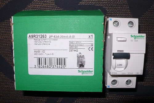 INTERRUPTEUR DIFFERENTIEL 2POLE 63A 30mA A SI SCHNEIDER ELECTRIC A9R31263 MERLIN