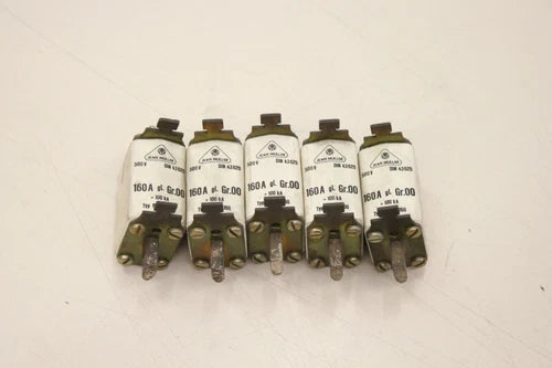 5x JEAN M?LLER 160A 500V 100KA DIN 43620  NH00 NH Sicherung M00GL160 NEU