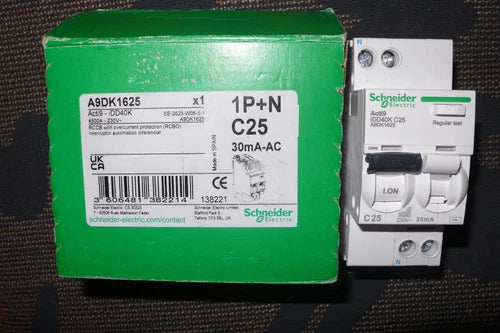 DISJONCTEUR DIFFERENTIEL 25A 30mA TYPE AC, SCHNEIDER ELECTRIC A9DK1625 25AMPERES