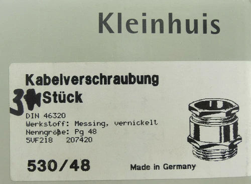 3 St¨¹ck Kleinhuis Kabelverschraubung (530/48) PG48 | Messing | Kabel ? 43mm