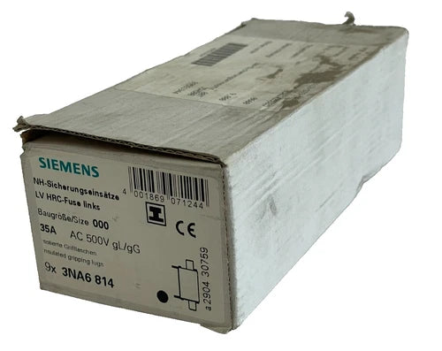 NEW SIEMENS 3NA6 814 LV HRC-FUSE LINKS 35A 500V 3NA6814 LOT OF 9