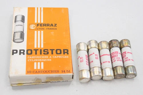 15x FERRAZ SHAWMUT Zylindersicherung PROTISTOR 20A 660V Y78037URGB20 OVP 14.51