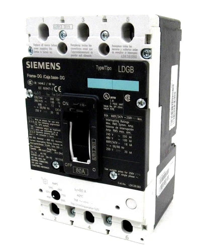USED SIEMENS LDK3B080 CIRCUIT BREAKER 80A 600V LDGB