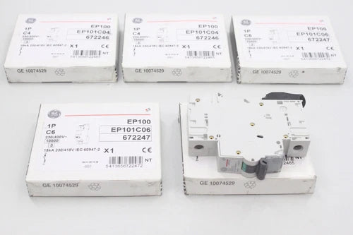 5x GENERAL ELECTRIC EP101C04 4A 6A 230V 1P Leistungsschalter EP101C06 OVP