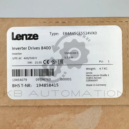 E84AVSCE5524VX0 13454079 194858415 Lenze 8400 StateLine C Inverter drive, 5.5kW
