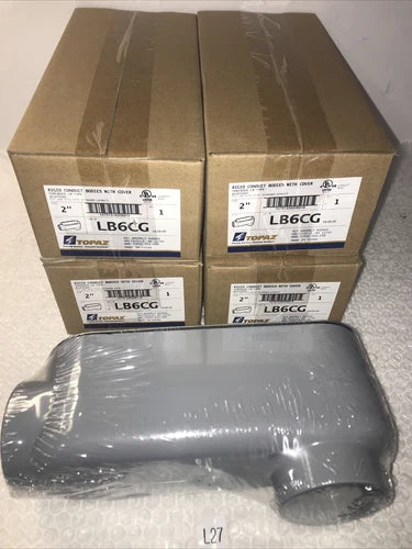 * New (Lot of 5) Topaz LB6CG 2" Threaded Rigid Conduit Bodies with Cover #
