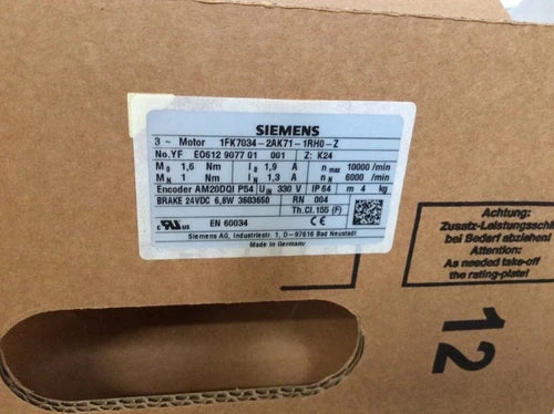 1FK70342AK711RH0Z - SIEMENS - 1FK7034-2AK71-1RH0-Z Engine NEW