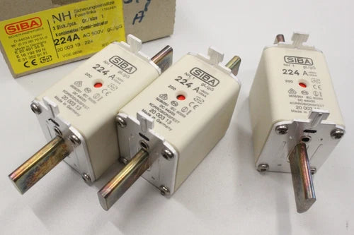 3x SIBA NH1 224A 500V 2000313.224 NH Sicherungseinsatz 2000313.224 NEU