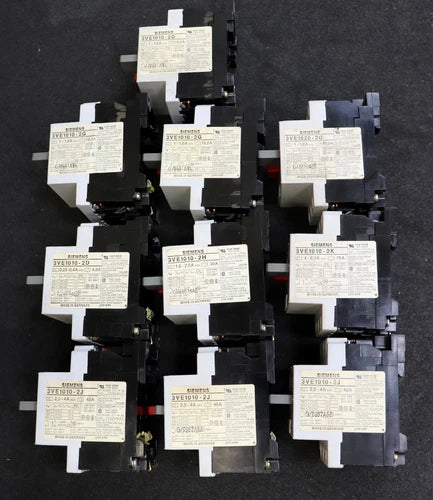 SIEMENS 10 Motorschutzschalter 1x 3VE1020-2G 3x 3VE1010-2J 3x 3VE1010-2G