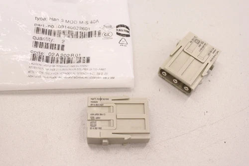 2x HARTING Han 3 MOD M S 40A 02A202R01 02 A 202 R01 40A Stecker 09140032601 OVP