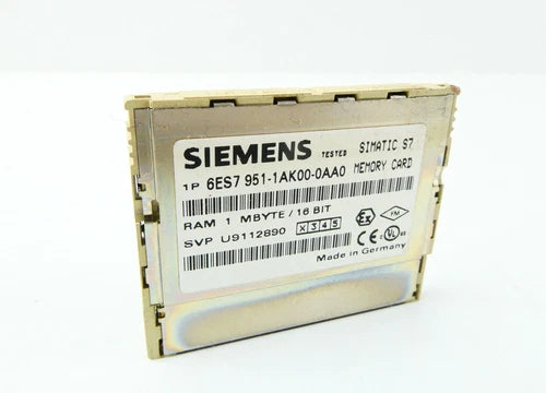 SIEMENS SIMATIC S7 6ES7 951-1AK00-0AA0 (RAM 1MBYTE/16BIT) MEMORY CARD