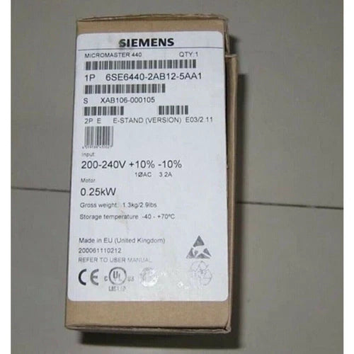 New Siemens 6SE6440-2AB12-5AA1 MICROMASTER440 without filter 6SE6 440-2AB12-5AA1