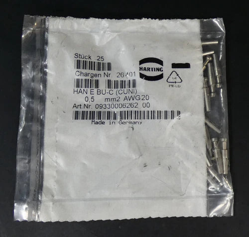 25 St¨¹ck Harting HAN E BU-C (CUNI) Contacto de cravação | 0,5mm? | AWG 20 | 09330006262