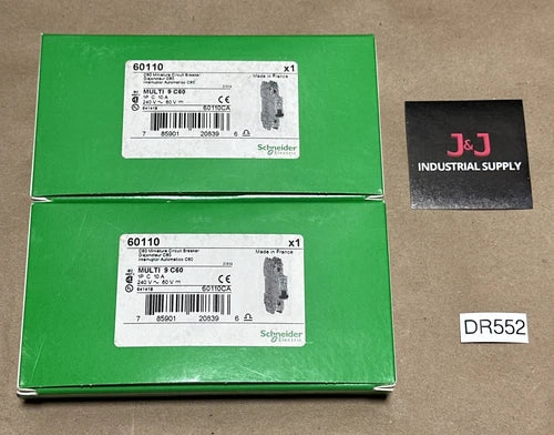 (2) NEW OPEN BOX- Schneider Electric Multi 9 C60 Mini Circuit Breaker 1P C 10A
