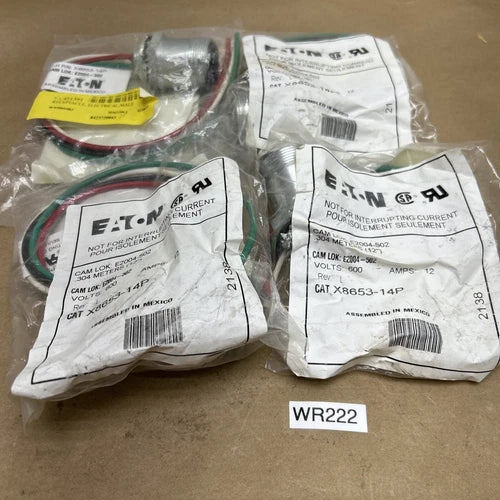 (4) NEW EATON X8653-14P CAM LOK 12" MALE RECEPTACLE E2004-502 NEW In SEALED BAGS