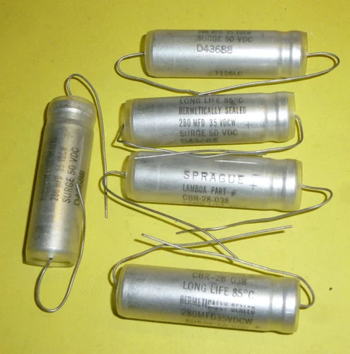 5 x Condensador Sprague Long Life Hermeticamente Selado 280 ?F 35 V DC *