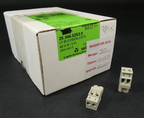 30x Wieland 25.346.0253.0 Leiterplatten-Buchsenleiste 8213 B / 2 VL | 2-polig