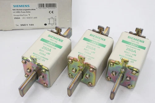 3x SIEMENS 3ND1 144 250A NH1 690V NH Sicherungseinsatz 3ND1144 OVP