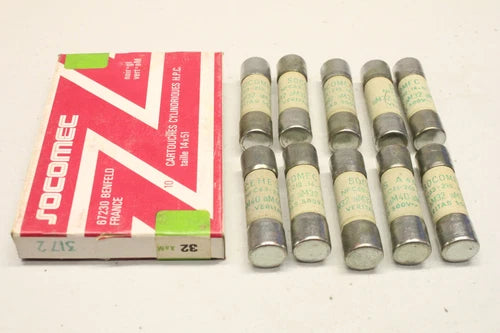 10x SOCOMEC NFC63-210 CEI-269-2 aM40 500V 14x51 32A Zylindersicherung OVP