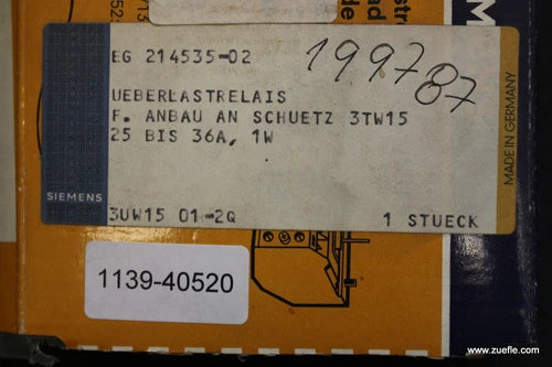 SIEMENS Thermisches ?berlastrelais thermal delayed overload relay 3UW1501-2Q