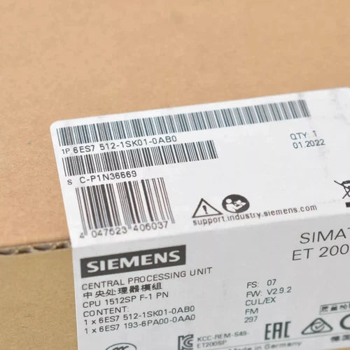 New Siemens 6ES7512-1SK01-0AB0 6ES7 512-1SK01-0AB0 SIMATIC DP CPU 1512SP F-1 PN