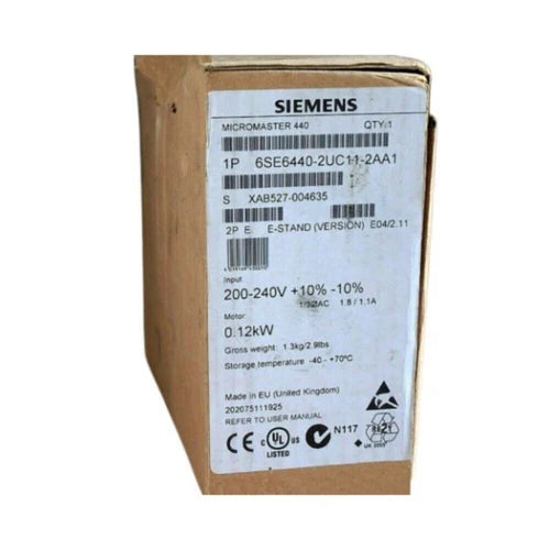 New Siemens 6SE6440-2UC11-2AA1 MICROMASTER440 without filter 6SE6 440-2UC11-2AA1