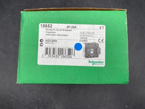 SCHNEIDER ELECTRIC 18652 NG125N 4P-25A MINIATURE CIRCUIT BREAKER