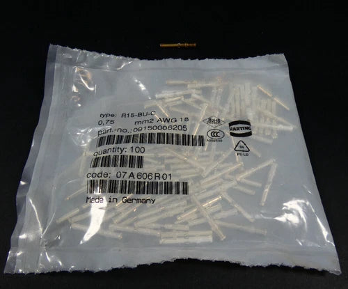 100x Harting Kontaktstift / Crimpkontakt 09150006205 / R15-BU-C | 0,75mm