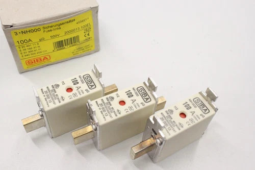 3x SIBA NH000 100A 500V 2000013.100EL NH Sicherungseinsatz 4028854019401 NEU