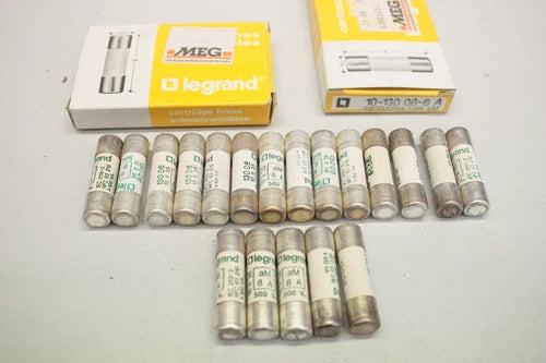 19x LEGRAND 10-130 06-6A Teste de cilindro 6A 500V 10x38 OVP