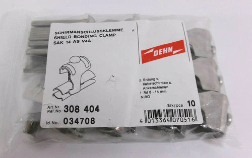 10 St¨¹ck Dehn Schirmanschlussklemme 308404 | Typ SAK 14 AS V4A