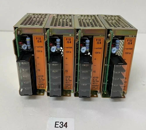 (Lot of 4) Cosel P15E-15-N (P15E-15) Power Supply Units, 100-240VAC, 15VDC, 1A