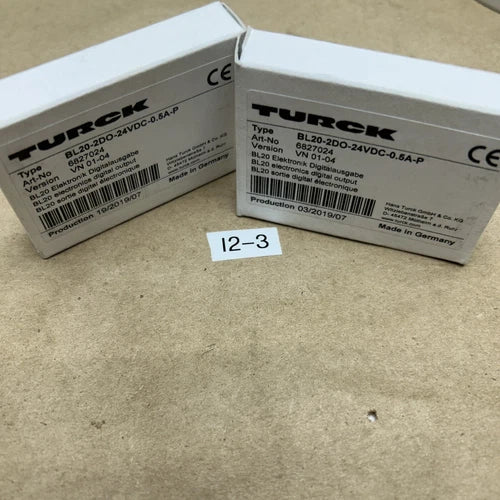 (2) TURCK BL20-2DO-24VDC-0.5A-P INTERFACE MODULE 4 DIGITAL INPUTS 6827024 NIB