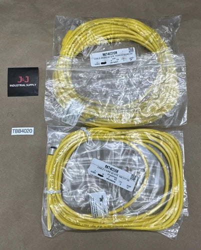 (2) Lumberg Automation Cordset PVC Yellow M4 Female Straight 4P RKT4-633/5m&10m
