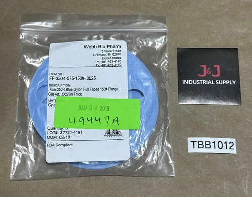 (6) Garlock FF-3504-075-150#-.0625 .75¡± 3504 Gylon Full Faced Flange Gasket ????