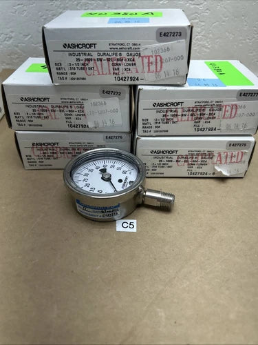 (5) NEW IN BOX ASHCROFT DURALIFE GAUGES 25-1009-SW-02L-60#-XC4 2 1/2¡± + Warranty