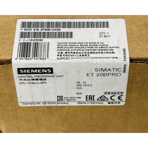 New Siemens 6ES7516-2PN00-0AB0 SIMATIC DP CPU 1516PRO-2 PN 6ES7 516-2PN00-0AB0